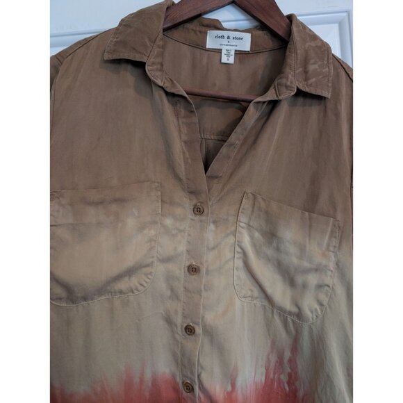 Anthropologie Cloth & Stone ombre shirt earthy natural - Picture 6 of 7